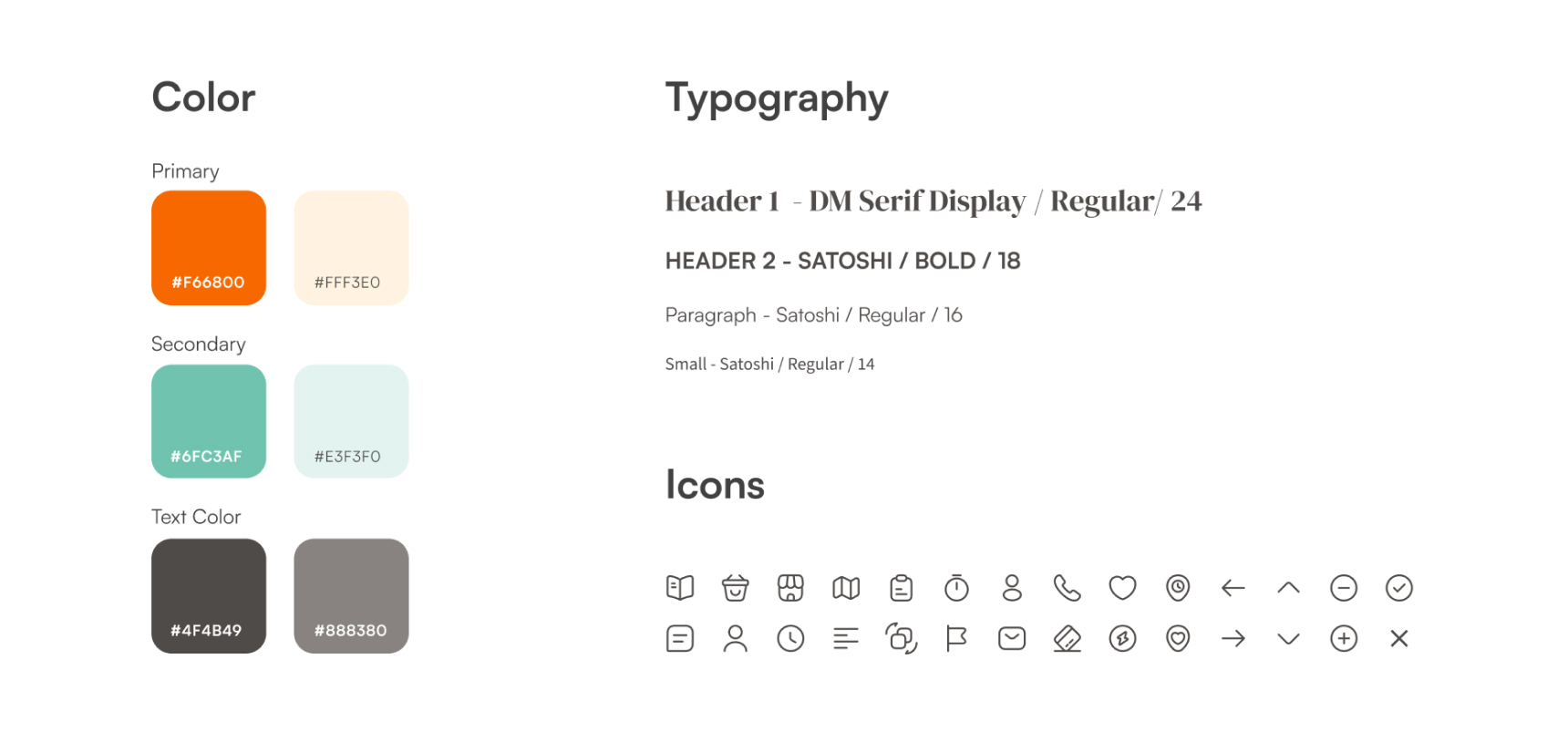 Colors, typefaces, icons