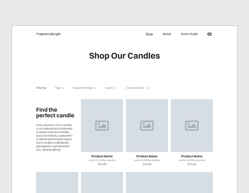 Shop Page Wireframe